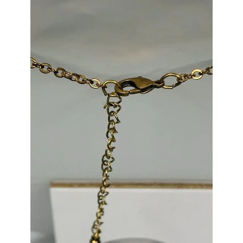 Long Gold Tone Beaded Tassel Necklace with Beaded Knot